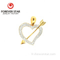 Colliers de pendentif coeur de diamant de diamant en or 14 carats de Cupidon